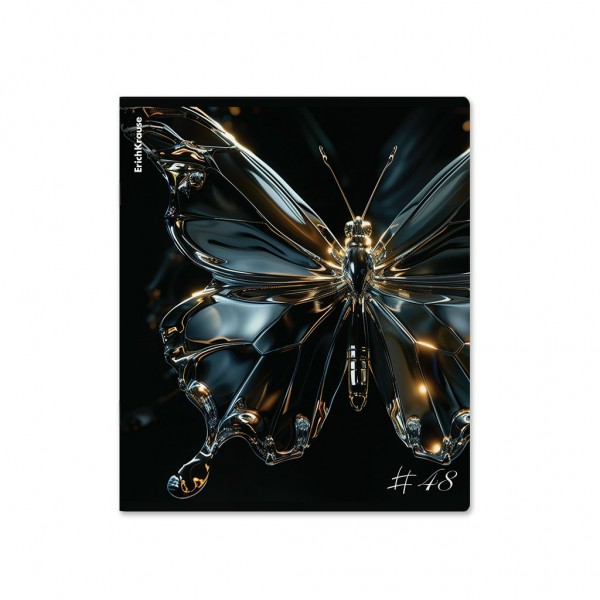 Тетрадь 48 листов А5+ 170х203 клетка Glass Butterflie ассорти матовая ламинация, выборочный Уф-лак Mix-Pack 60г/м2 63315 ErichKrause 5/100