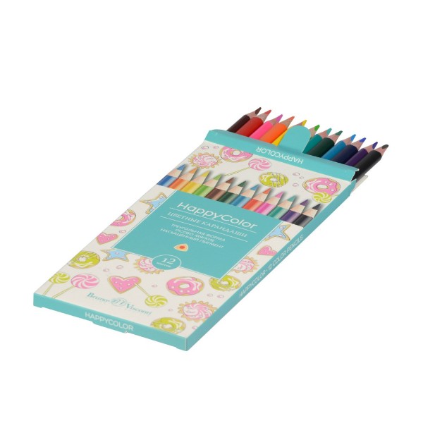 Карандаши цветные 12шт HappyColor 3-гранные 30-0046 Bruno Visconti 12/240