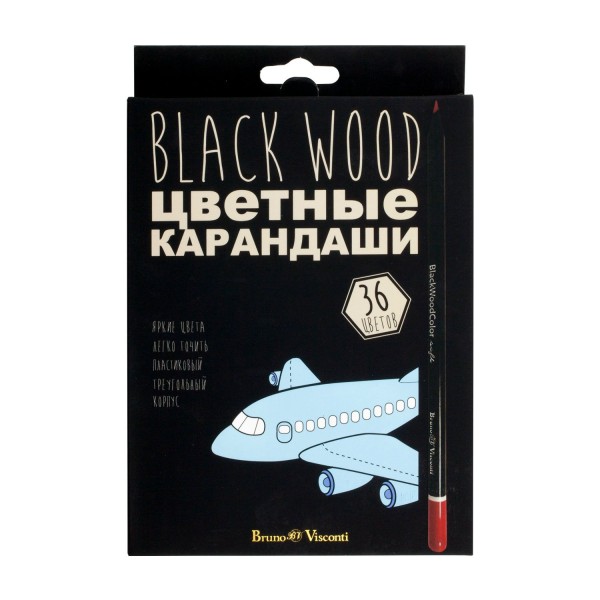 Карандаши цветные 36шт BlackWoodColor пластиковые 30-0101 Bruno Visconti 4/40