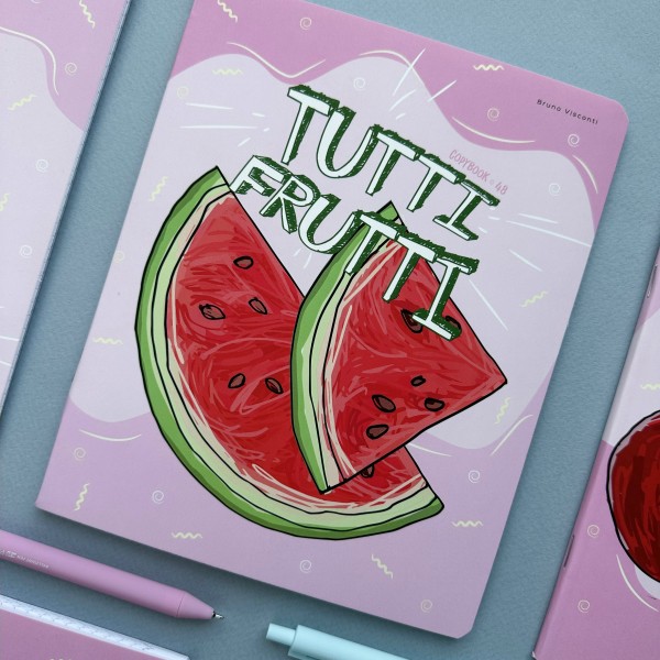 Тетрадь 48 листов А5+ 165х203 клетка TUTTI FRUTTI ассорти матовая ламинация софт-тач 60г/м2 7-48-1270 Альт 5/60