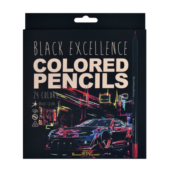 Карандаши цветные 24шт пластиковые BlackWoodColor 30-0099 Bruno Visconti 12/72