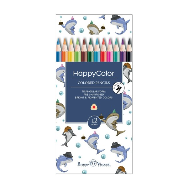 Карандаши цветные 12шт HappyColor 3-гранные 30-0046 Bruno Visconti 12/240