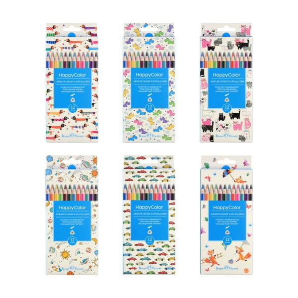 Карандаши цветные акварельные 12шт HappyColor 30-0066 Bruno Visconti 12/240