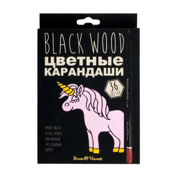 Карандаши цветные 36шт BlackWoodColor пластиковые 30-0101 Bruno Visconti 4/40