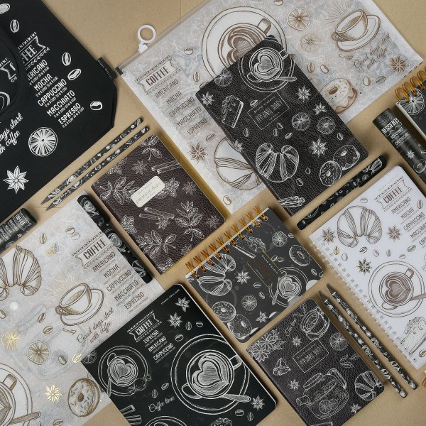 Книжка записная 120 листов А5 линия, в точку, гребень, твердая обложка Art journal Caffe nero Time бежевая бумага, с разделителями 80г/м2 3-567/11 Bruno Visconti 8/48