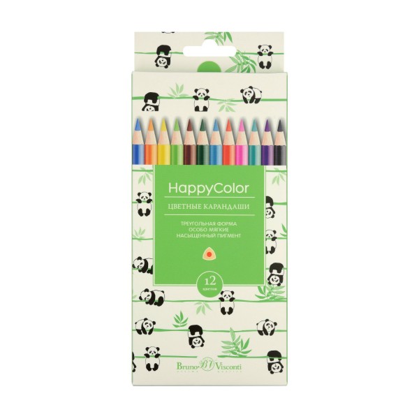 Карандаши цветные 12шт HappyColor 3-гранные 30-0046 Bruno Visconti 12/240