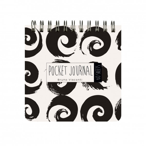 Блокнот 60 листов А7 105х105 в точку, гребень, пластиковая обложка Pocket journal Black&White 80г/м2 3-654/01 Bruno Visconti 24/96