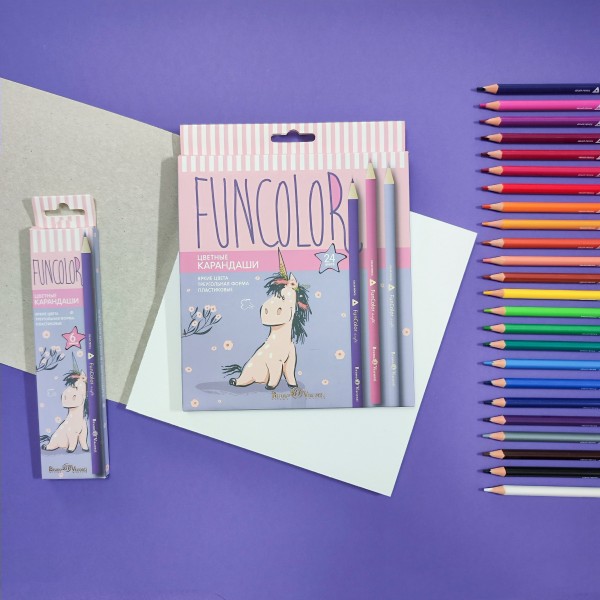 Карандаши цветные 24шт FunColor пластиковые 30-0062 Bruno Visconti 12/72