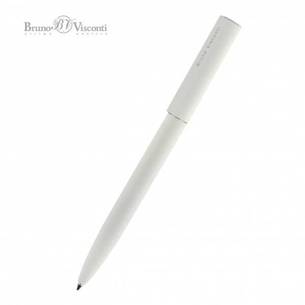 Ручка подарочная шариковая, поворотный механизм Torino синяя 1мм корпус белый нержавеющая сталь, футляр 20-0382-04/3 Bruno Visconti