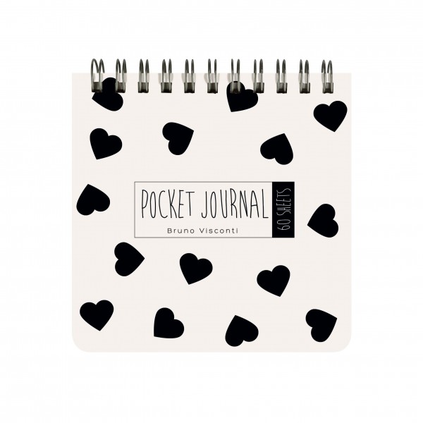 Блокнот 60 листов А7 105х105 в точку, гребень, пластиковая обложка Pocket journal Black&White 80г/м2 3-654/01 Bruno Visconti 24/96