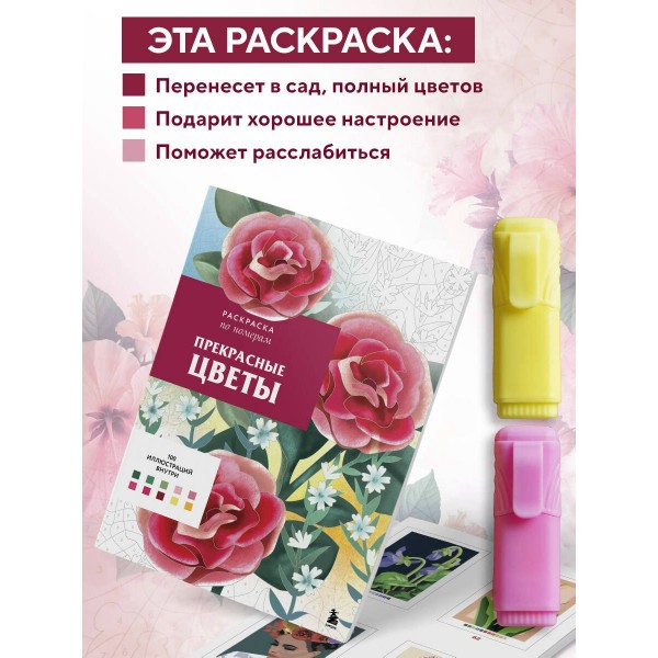 Прекрасные цветы. Раскраска по номерам. Ш. Мендес