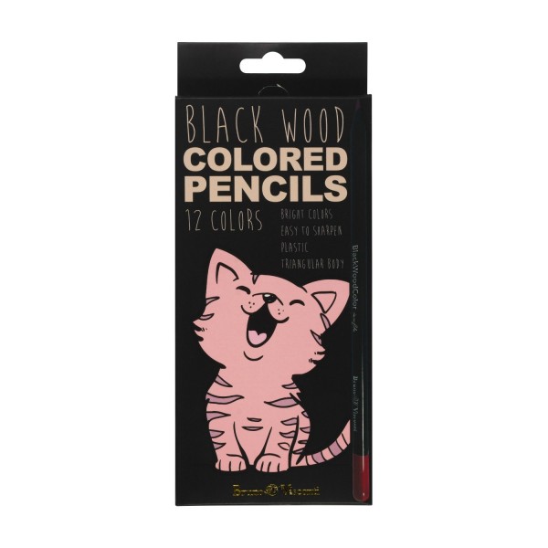 Карандаши цветные 12шт пластиковые BlackWoodColor 3-гранные ассорти 3 вида 30-0097 Bruno Visconti 12/120