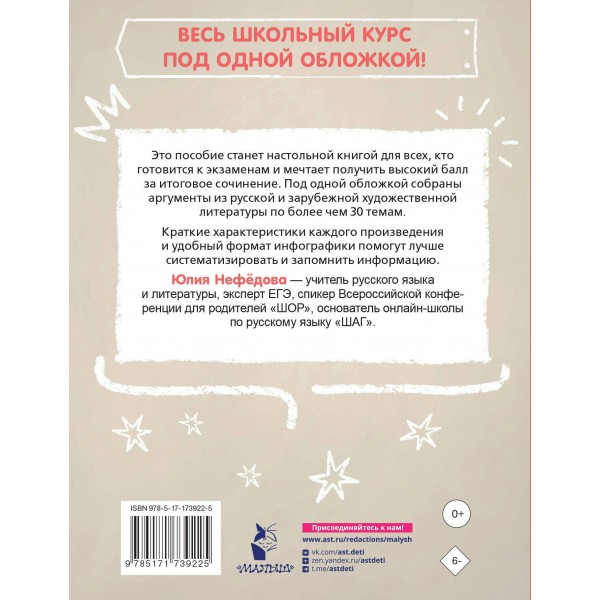 Литературные аргументы. Подготовка к сочинению за час. Методическое пособие(рекомендации). Нефедова Ю.Н. АСТ