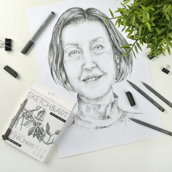 Линер набор 4шт Sketch&Art черная 0,05мм, 0,1мм, 0,2мм, 0,3мм одноразовая 36-0031 Bruno Visconti 1/60
