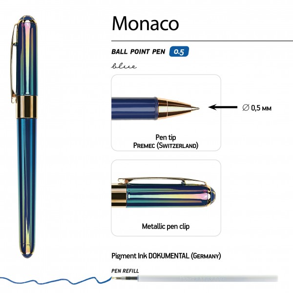Ручка подарочная шариковая Monaco Pearl синяя 0,5мм темно-синий корпус 20-0125/84 Bruno Visconti 12/288