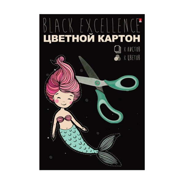 Картон цветной А4 8 листов 8 цветов Мультики Ассорти мелованный 82696 Альт