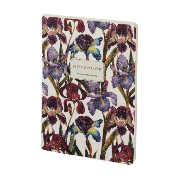 Тетрадь 60 листов А5 линия, интегральная обложка, кожзам Flora Ирисы бежевая бумага, 80г/м2 7-60-1315/16 Bruno Visconti