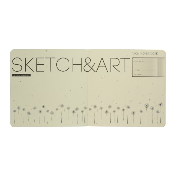 Скетчбук 100 листов А5 145х145 интегральная обложка, кожзам Sketch&Art Original Серый, бежевая бумага, софт-тач, ляссе, 100г/м2 1-506/03 Bruno Visconti