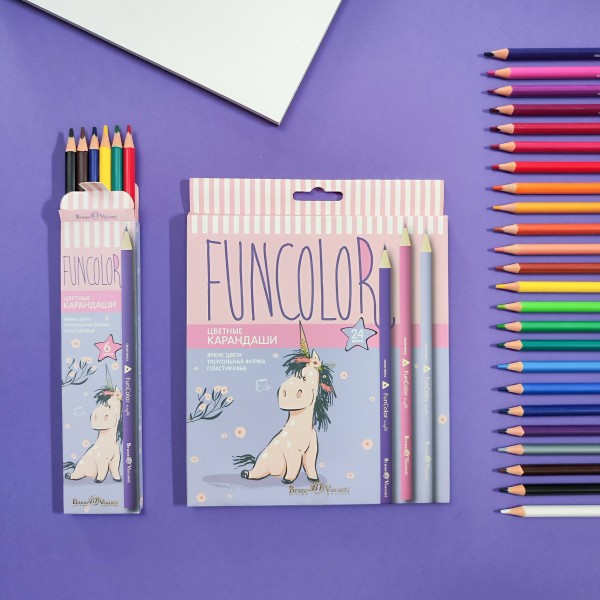 Карандаши цветные 24шт FunColor пластиковые 30-0062 Bruno Visconti 12/72
