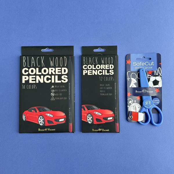 Карандаши цветные 12шт пластиковые BlackWoodColor 3-гранные ассорти 3 вида 30-0097 Bruno Visconti 12/120