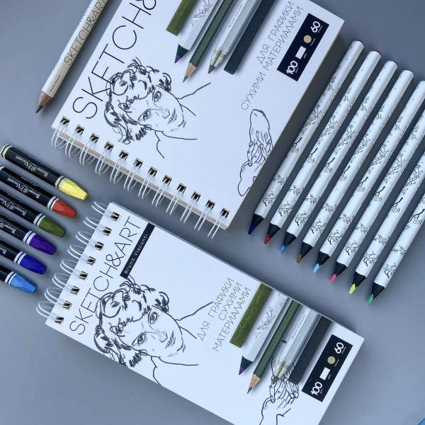 Скетчбук 60 листов А5 180х155 гребень, твердая обложка Sketch&Art пухлая бумага, софт-тач, жесткая подложка, 100г/м2 1-60-564/02 Bruno Visconti