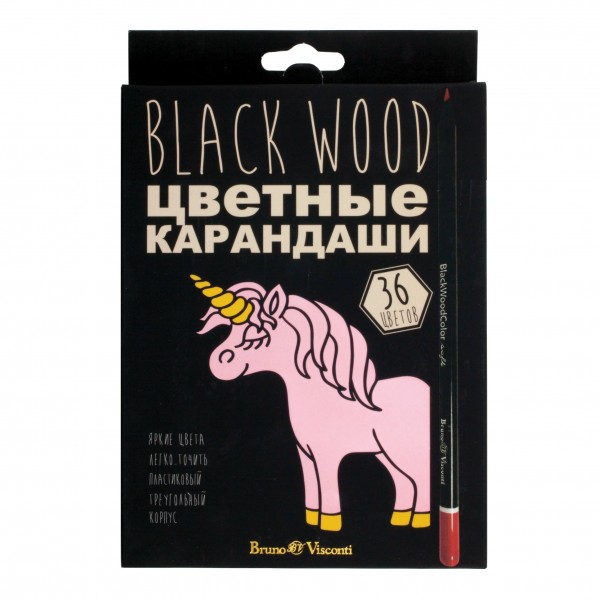 Карандаши цветные 36шт BlackWoodColor пластиковые 30-0101 Bruno Visconti 4/40