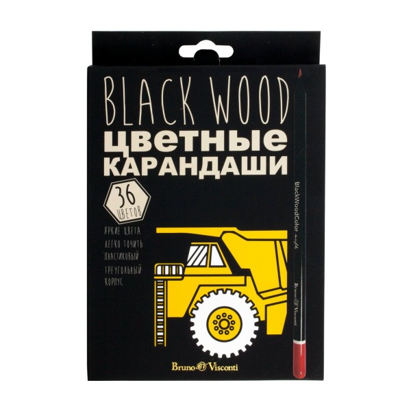 Карандаши цветные 36шт BlackWoodColor пластиковые 30-0101 Bruno Visconti 4/40