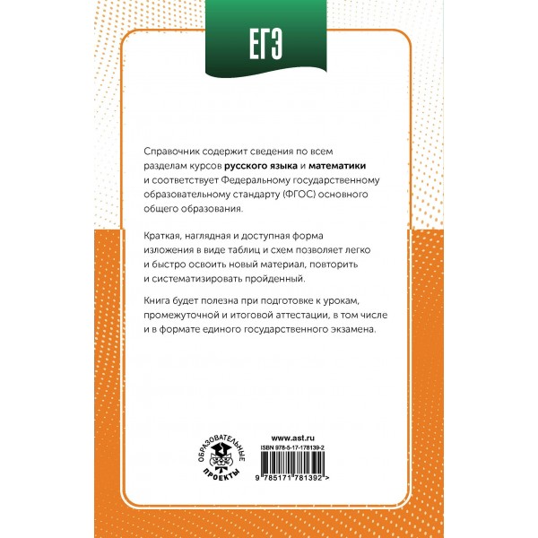 ЕГЭ. Русский язык и математика в инфографике. Справочник. Текучева И.В. АСТ