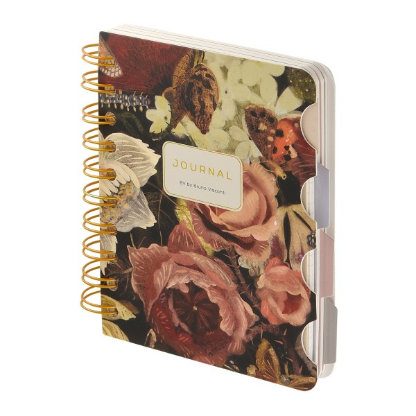 Книжка записная 120 листов А6 линия, в точку, гребень Art journal Lush Bouquet бежевая бумага, с разделителями, 80г/м2 3-568/15 Bruno Visconti 16/96