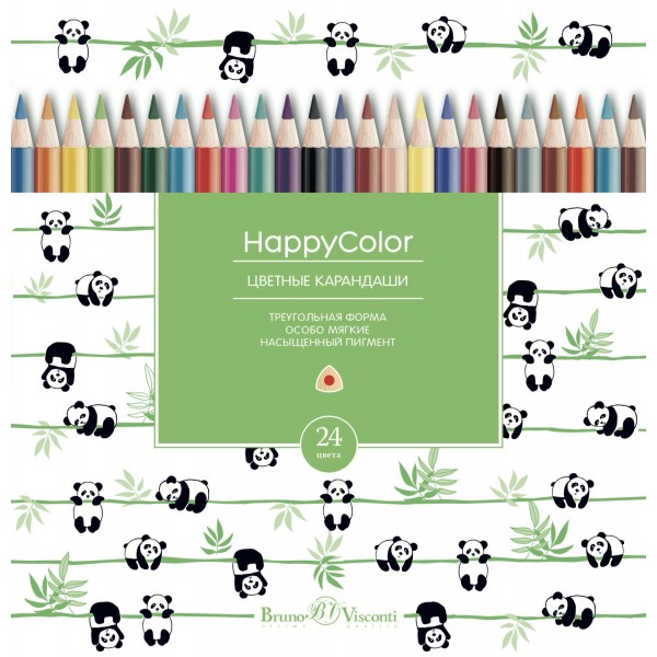 Карандаши цветные 24шт HappyColor 3-гранные, заточенные 30-0053 Bruno Visconti 6/120
