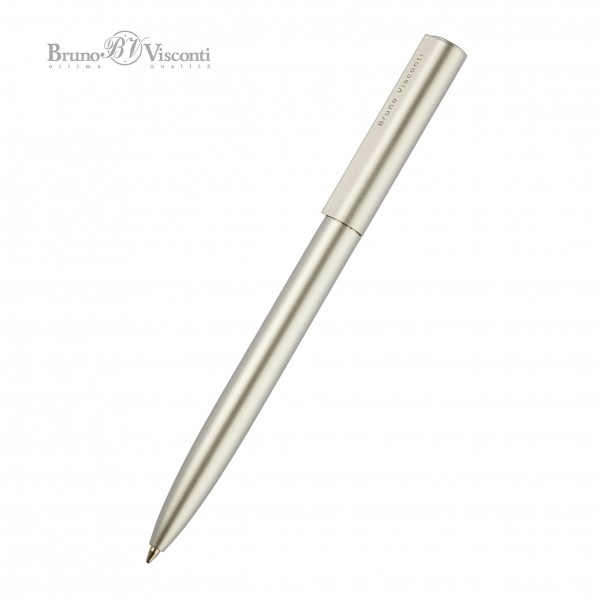 Ручка подарочная шариковая, поворотный механизм Torino синяя 1мм корпус серебро нержавеющая сталь, футляр 20-0382-06/5 Bruno Visconti