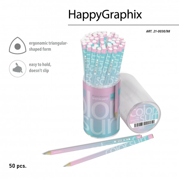 Карандаш чернографитный HB ColorSurf Zefir 3-гранный, заточенный 21-0030/98 Bruno Visconti 50/300 21-0030/98