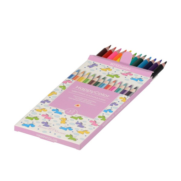 Карандаши цветные 12шт HappyColor 3-гранные 30-0046 Bruno Visconti 12/240