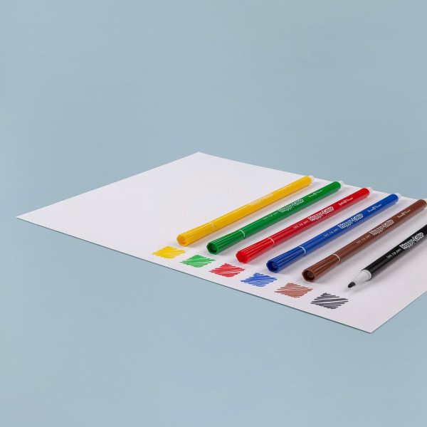 Фломастеры 6 цветов Happycolor вентилируемый колпачок, смываемые, ассорти 32-0024 Bruno Visconti 30/240