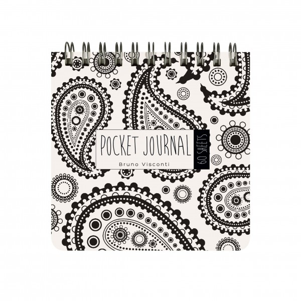Блокнот 60 листов А7 105х105 в точку, гребень, пластиковая обложка Pocket journal Black&White 80г/м2 3-654/01 Bruno Visconti 24/96