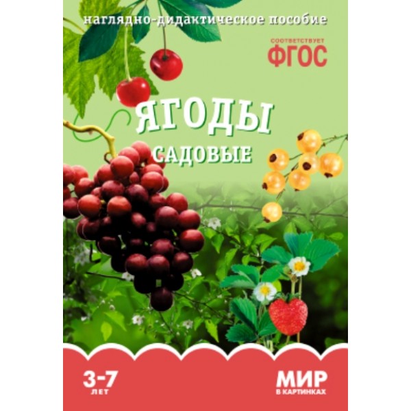 Мир в картинках. Ягоды садовые. Наглядно - дидактическое пособие. 3 - 7 лет. 