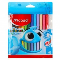 Фломастеры 12 цветов Colorpeps Ocean заблокированный пишущий узел, супер-смываемые, невентилируемый колпачок 845720 Maped 12/96