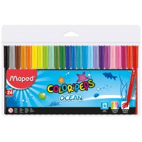 Фломастеры 24 цвета Colorpeps Ocean заблокированный пишущий узел, супер-смываемые 845722 Maped