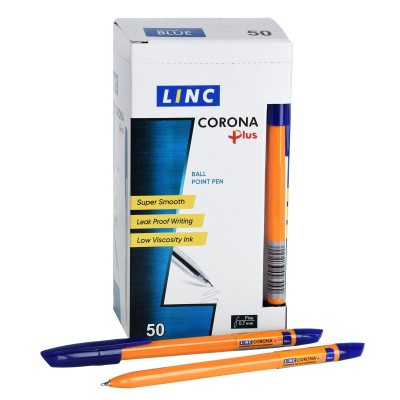 Ручка шариковая Corona plus синяя 0,7мм оранжевый корпус 3002N/Y/blue Linc 50/1000 109216