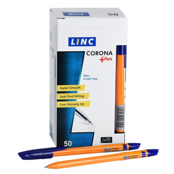 Ручка шариковая Corona plus синяя 0,7мм оранжевый корпус 3002N/Y/blue Linc 50/1000 109216
