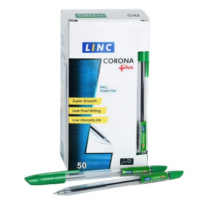 Ручка шариковая Corona plus зеленая 0,7мм прозрачный корпус 3002N/green Linc 109215, 50/1000