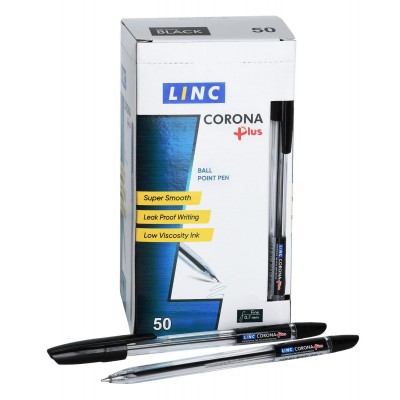 Ручка шариковая Corona plus черная 0,7мм прозрачный корпус 3002N/black Linc 50/1000 109213