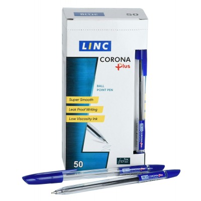 Ручка шариковая Corona plus синяя 0,7мм прозрачный корпус 3002N/blue Linc 50/1000 109211