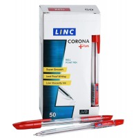 Ручка шариковая Corona plus красная 0,7мм прозрачный корпус 3002N/red Linc 50/1000 109214