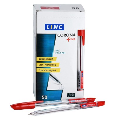 Ручка шариковая Corona plus красная 0,7мм прозрачный корпус 3002N/red Linc 50/1000 109214
