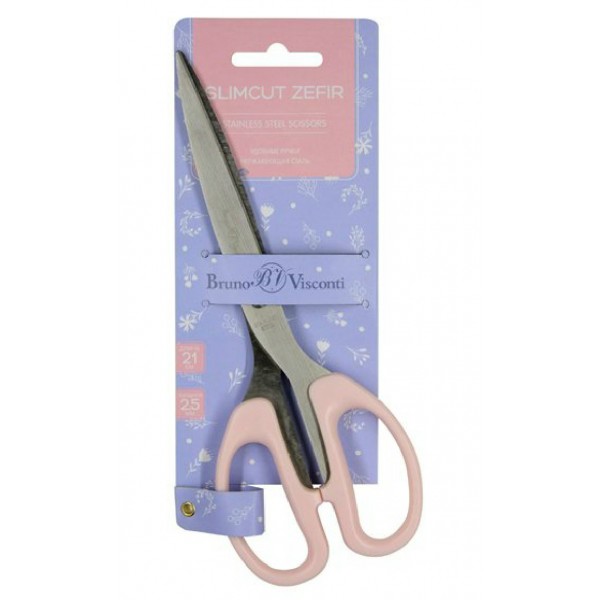 Ножницы канцелярские 21см Slimcut Zefir,  FlowerZefir особо прочные ручки 60-0008 Bruno Visconti 12/144