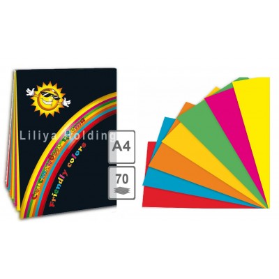 Бумага цветная -планшет А4 7цв x 10л Счастливые цвета ПЛ-5467 Лилия  Т19008