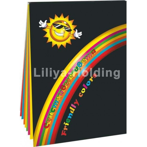 Бумага цветная -планшет А4 7цв x 10л Счастливые цвета ПЛ-5467 Лилия  Т19008