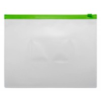 Папка на молнии А5 150мкм с карманом для визиток Zip зеленая 816732 Бюрократ 12/360 BPM5Agrn