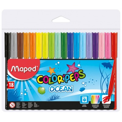 Фломастеры 18 цветов Colorpeps Ocean смываемые 845721 Maped 12/72